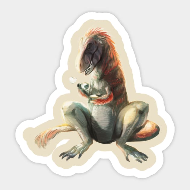 Tea-Rex Sticker by PitiYindee